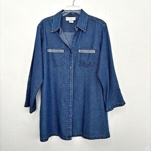 Bleu Bayou Womens Denim Button Up Size XL Casual Country Western Cowgirl Farm